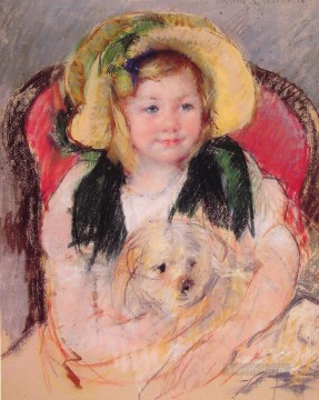 catharina hooft with her nurse Painting - Sara with her dog impressionism mothers children Mary Cassatt